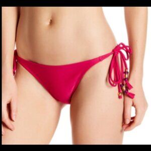 PilyQ Bikini Bottoms Dahlia Magenta Double Tie Small